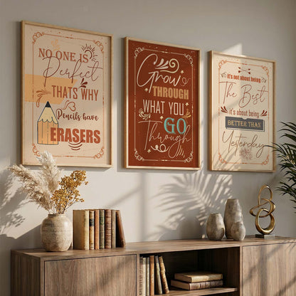 Dream Big Modern Quote Bold Typography Motivational Quotes Wall Art Set of 3 Framed Prints