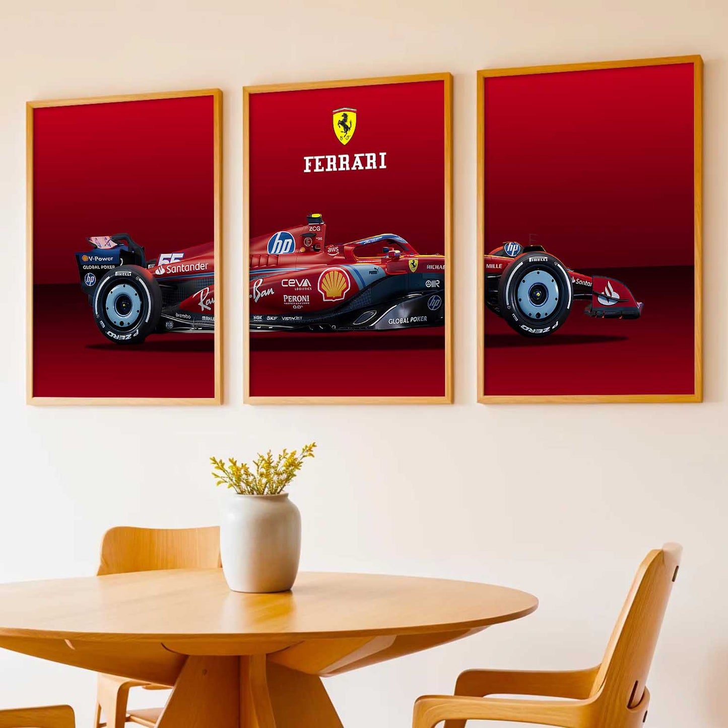 Big Ferrari F1 Car Wall Art Paintings for Living Room Bedroom