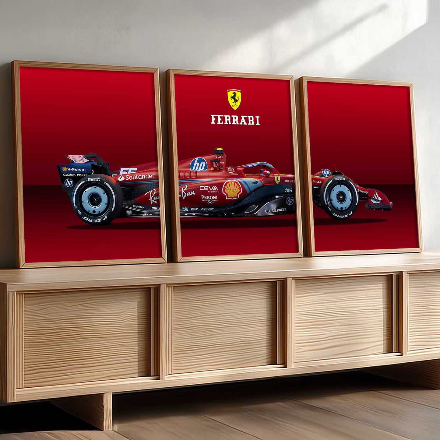 Big Ferrari F1 Car Wall Art Paintings for Living Room Bedroom