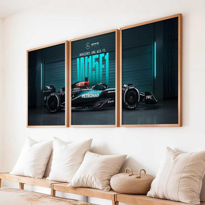 Big Mercedes F1 Car Wall Art Paintings for Living Room Bedroom