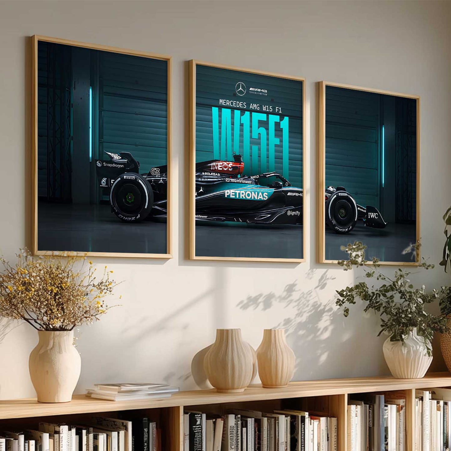 Big Mercedes F1 Car Wall Art Paintings for Living Room Bedroom