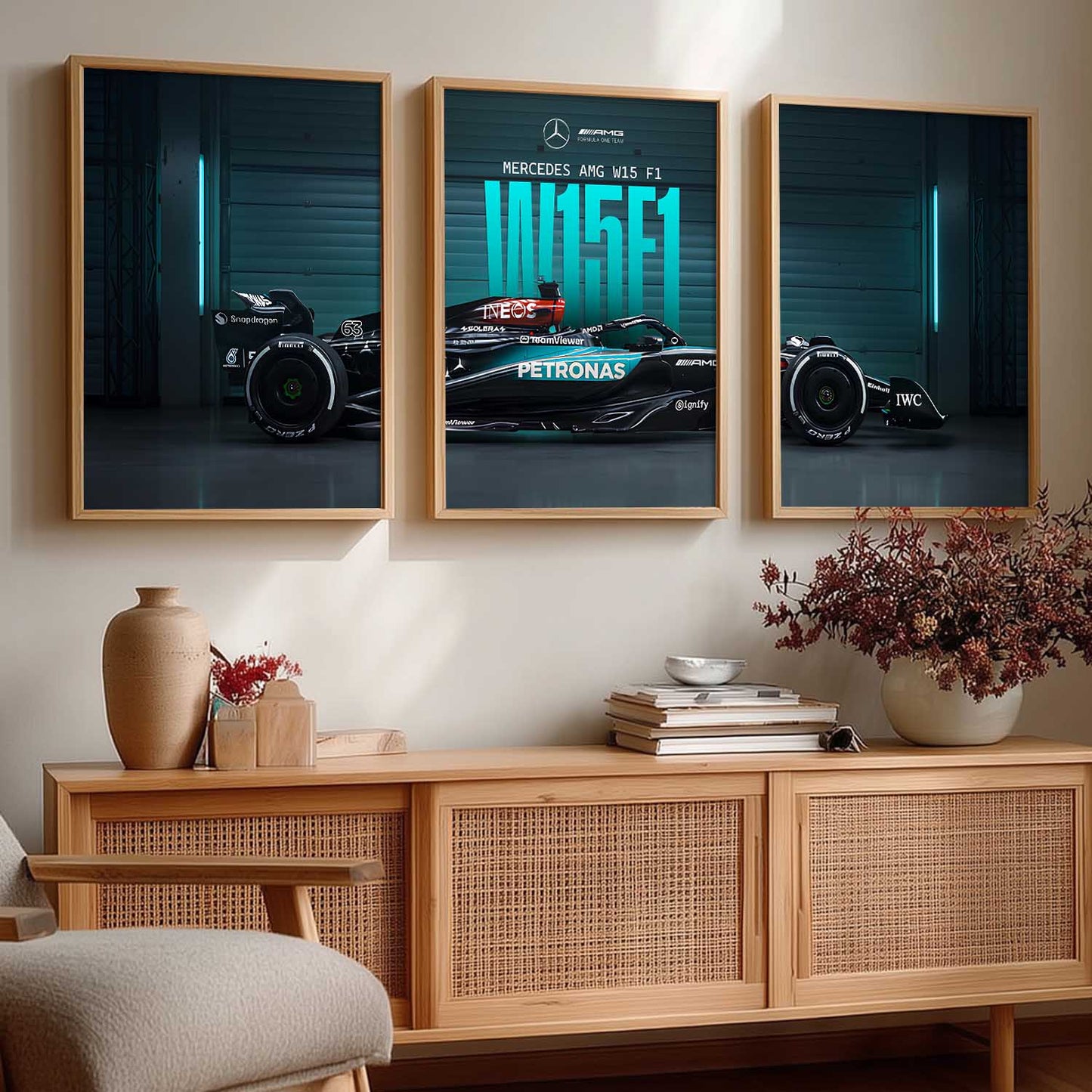 Big Mercedes F1 Car Wall Art Paintings for Living Room Bedroom