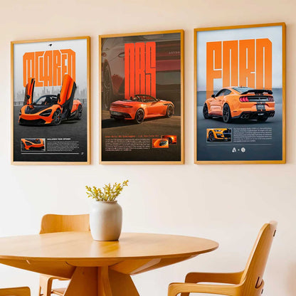 Big McLaren 720S Spider, Aston Martin, Ford Mustang Car Wall Art Paintings for Living Room Bedroom