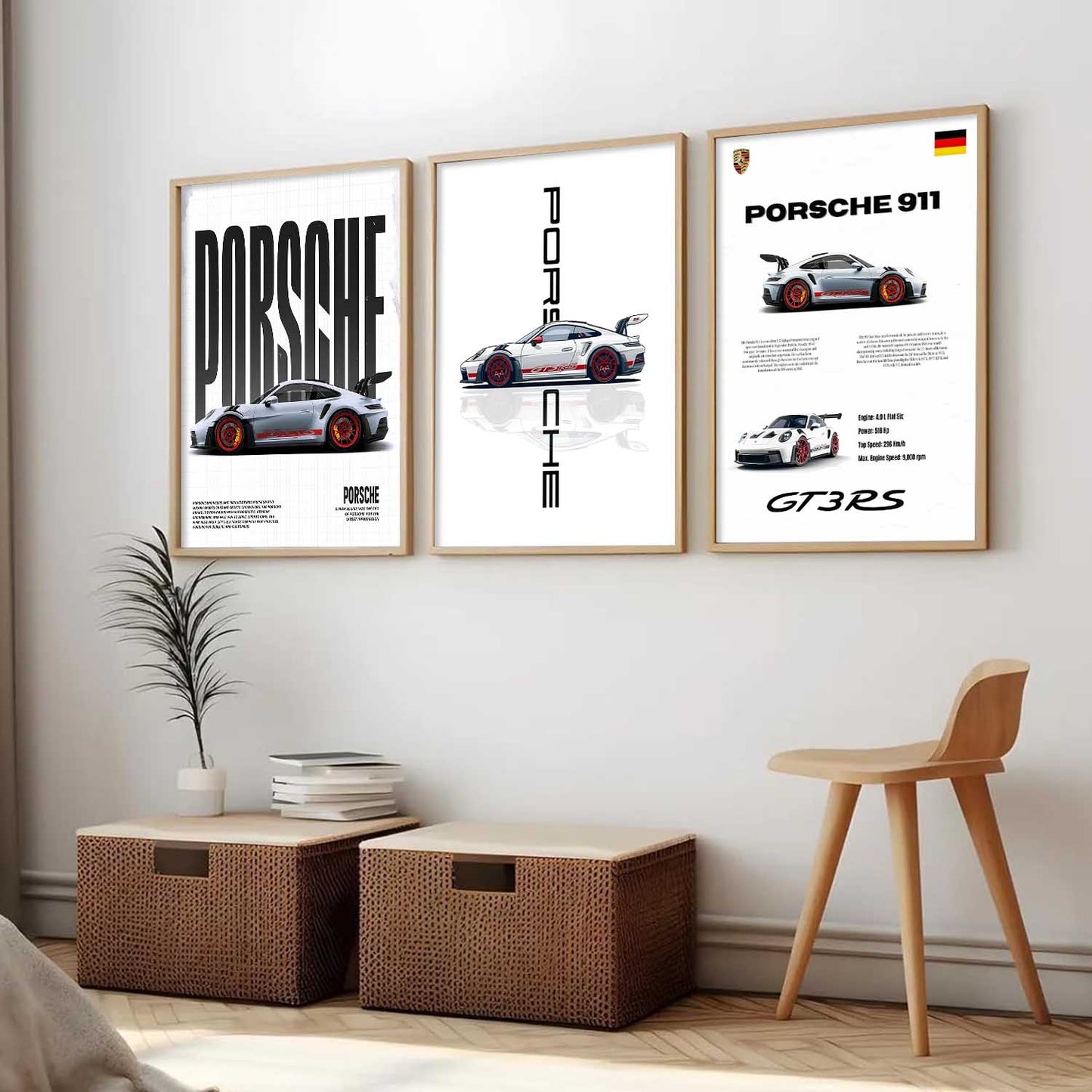 Big Porsche Car Wall Art Paintings for Living Room Bedroom