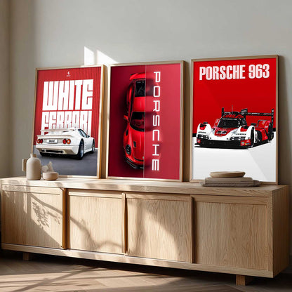 Big Porsche Car  Wall Art Paintings for Living Room Bedroom