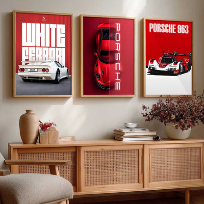 Big Porsche Car  Wall Art Paintings for Living Room Bedroom