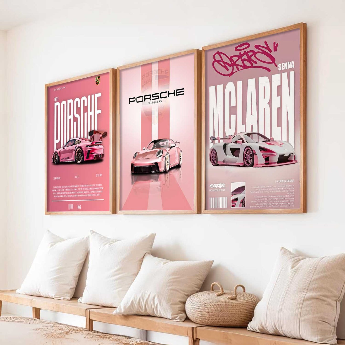 Big Porsche 911 GT3, Porsche 992 GT3, McLaren Senna Cars Wall Art Paintings for Living Room Bedroom