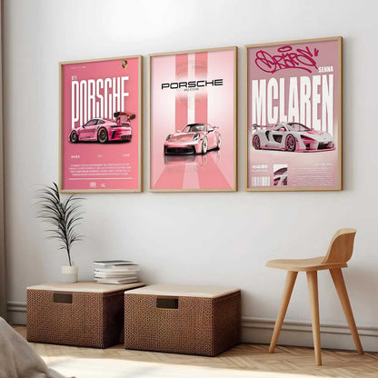 Big Porsche 911 GT3, Porsche 992 GT3, McLaren Senna Cars Wall Art Paintings for Living Room Bedroom