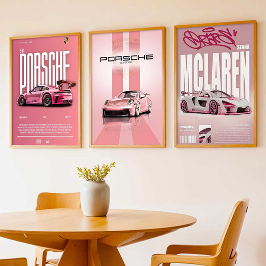 Big Porsche 911 GT3, Porsche 992 GT3, McLaren Senna Cars Wall Art Paintings for Living Room Bedroom