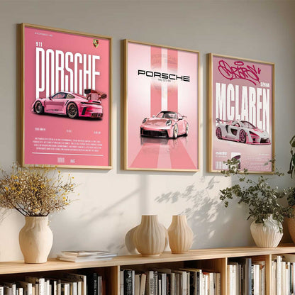 Big Porsche 911 GT3, Porsche 992 GT3, McLaren Senna Cars Wall Art Paintings for Living Room Bedroom