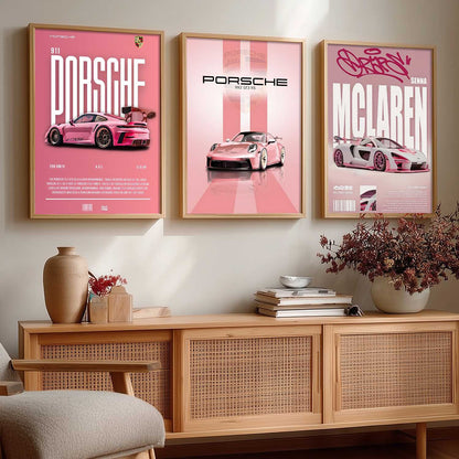 Big Porsche 911 GT3, Porsche 992 GT3, McLaren Senna Cars Wall Art Paintings for Living Room Bedroom