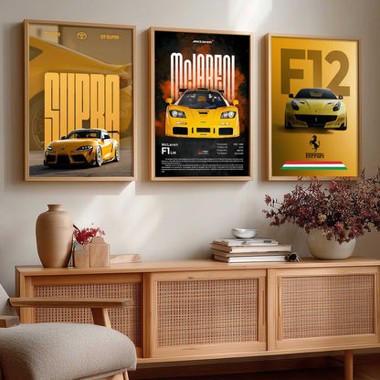 Big Ferrari F12, Supra, McLaren F1 LM Cars  Wall Art Paintings for Living Room Bedroom