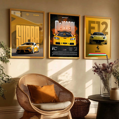 Big Ferrari F12, Supra, McLaren F1 LM Cars  Wall Art Paintings for Living Room Bedroom