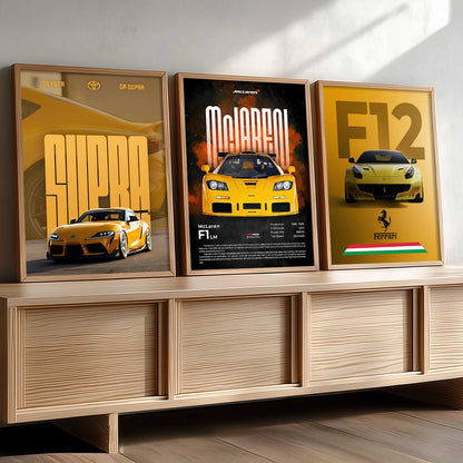 Big Ferrari F12, Supra, McLaren F1 LM Cars  Wall Art Paintings for Living Room Bedroom