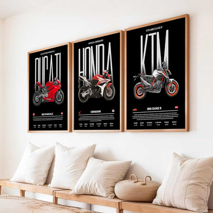 Big Ducati Panigale, Honda CBR, Duke Bike Wall Art Paintings for Living Room Bedroom