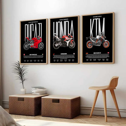 Big Ducati Panigale, Honda CBR, Duke Bike Wall Art Paintings for Living Room Bedroom