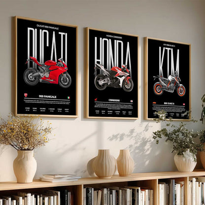 Big Ducati Panigale, Honda CBR, Duke Bike Wall Art Paintings for Living Room Bedroom