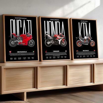 Big Ducati Panigale, Honda CBR, Duke Bike Wall Art Paintings for Living Room Bedroom