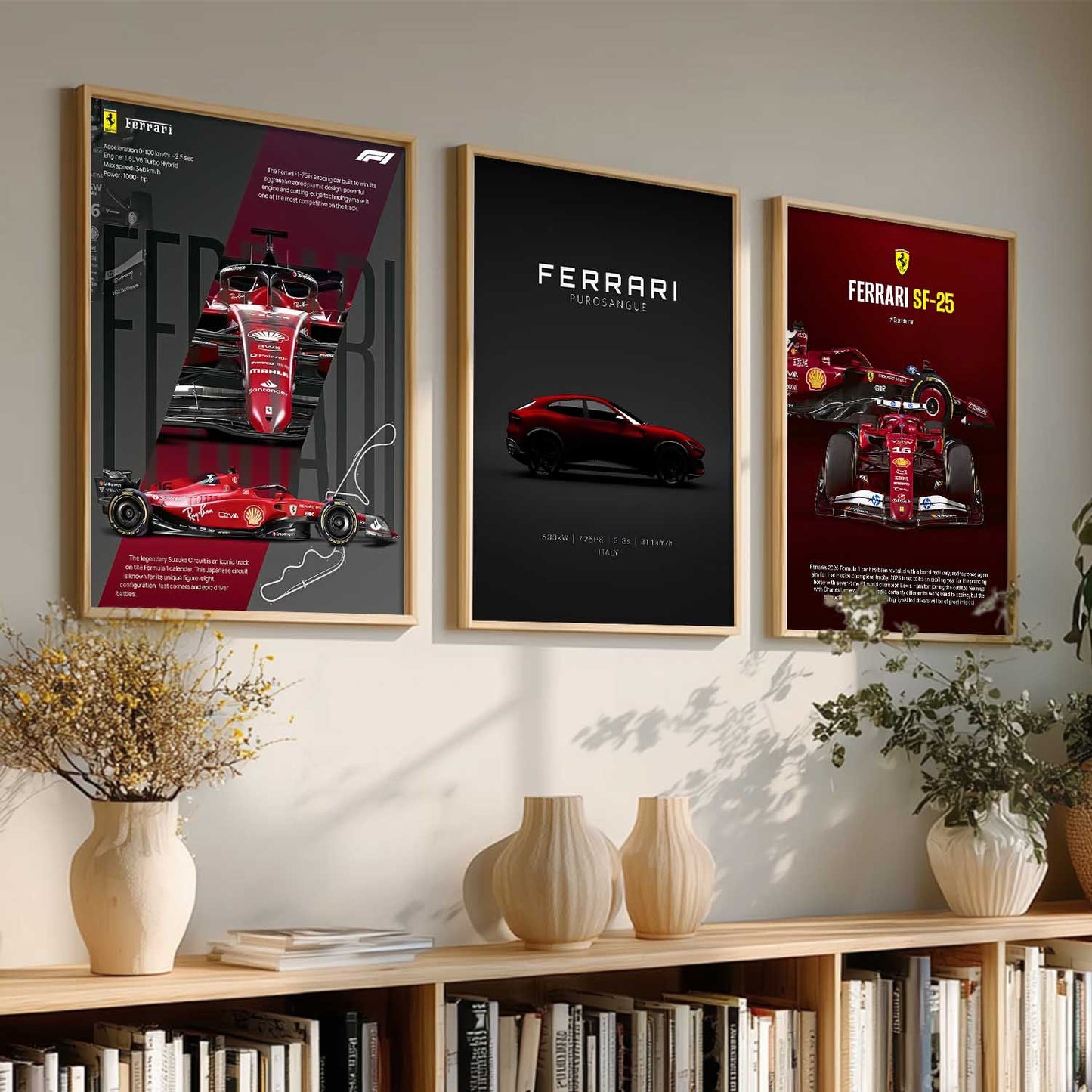Big Ferrari Cars Wall Art Paintings for Living Room Bedroom