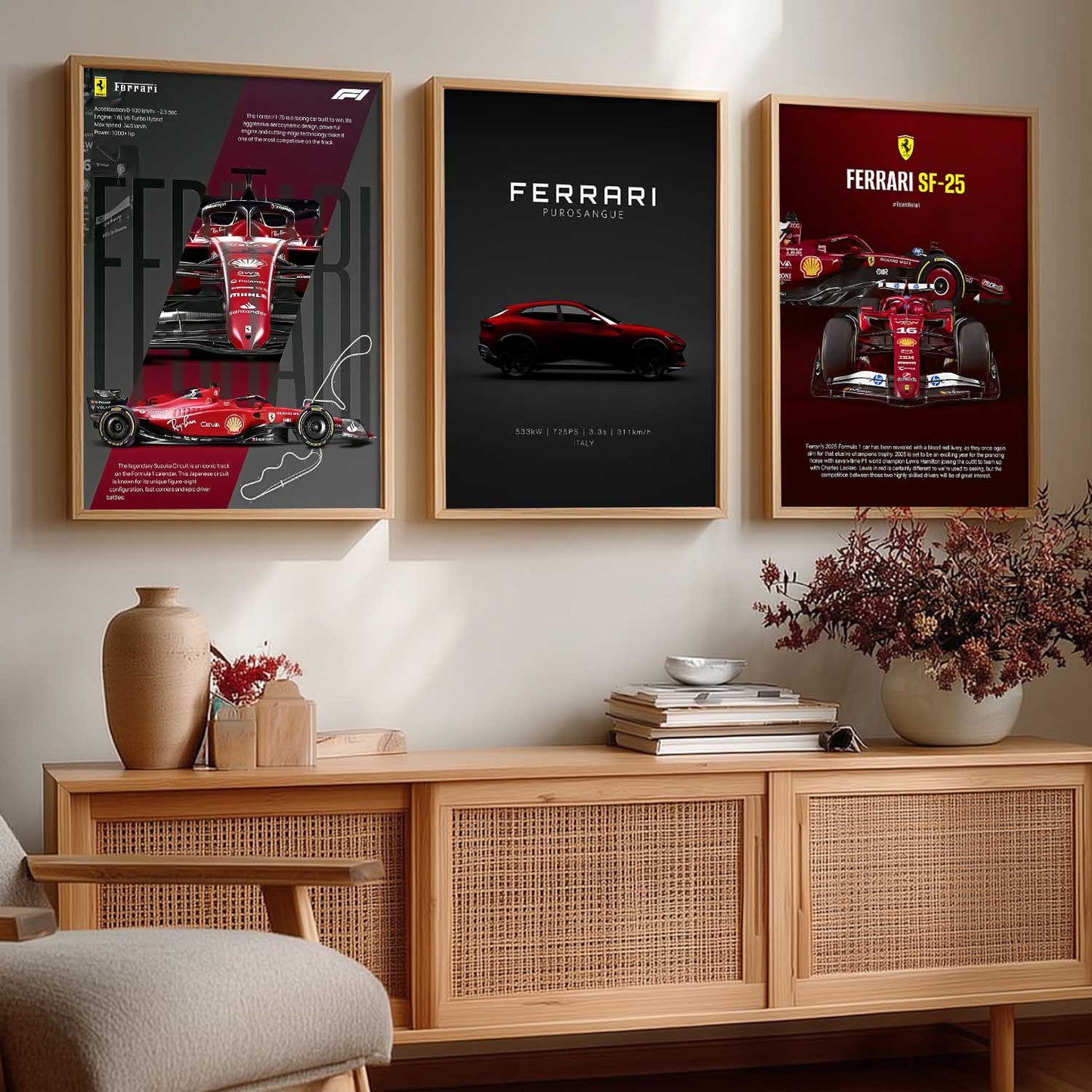 Big Ferrari Cars Wall Art Paintings for Living Room Bedroom