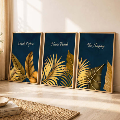 Golden Leaf Wall Posters with Frame : Luxury Escape