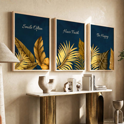 Golden Leaf Wall Posters with Frame : Luxury Escape