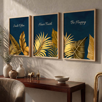 Golden Leaf Wall Posters with Frame : Luxury Escape