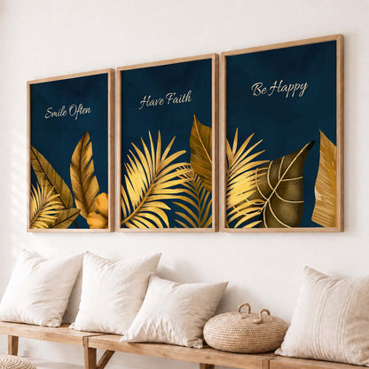 Golden Leaf Wall Posters with Frame : Luxury Escape
