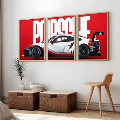 Big Porsche Car Wall Art Paintings for Living Room Bedroom