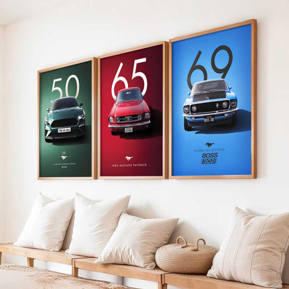 Big Ford Mustang Cars Wall Art Paintings for Living Room Bedroom