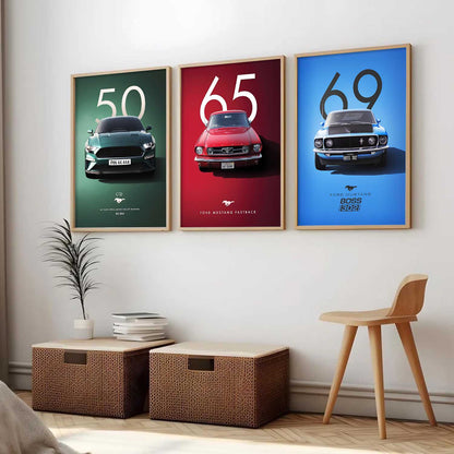 Big Ford Mustang Cars Wall Art Paintings for Living Room Bedroom