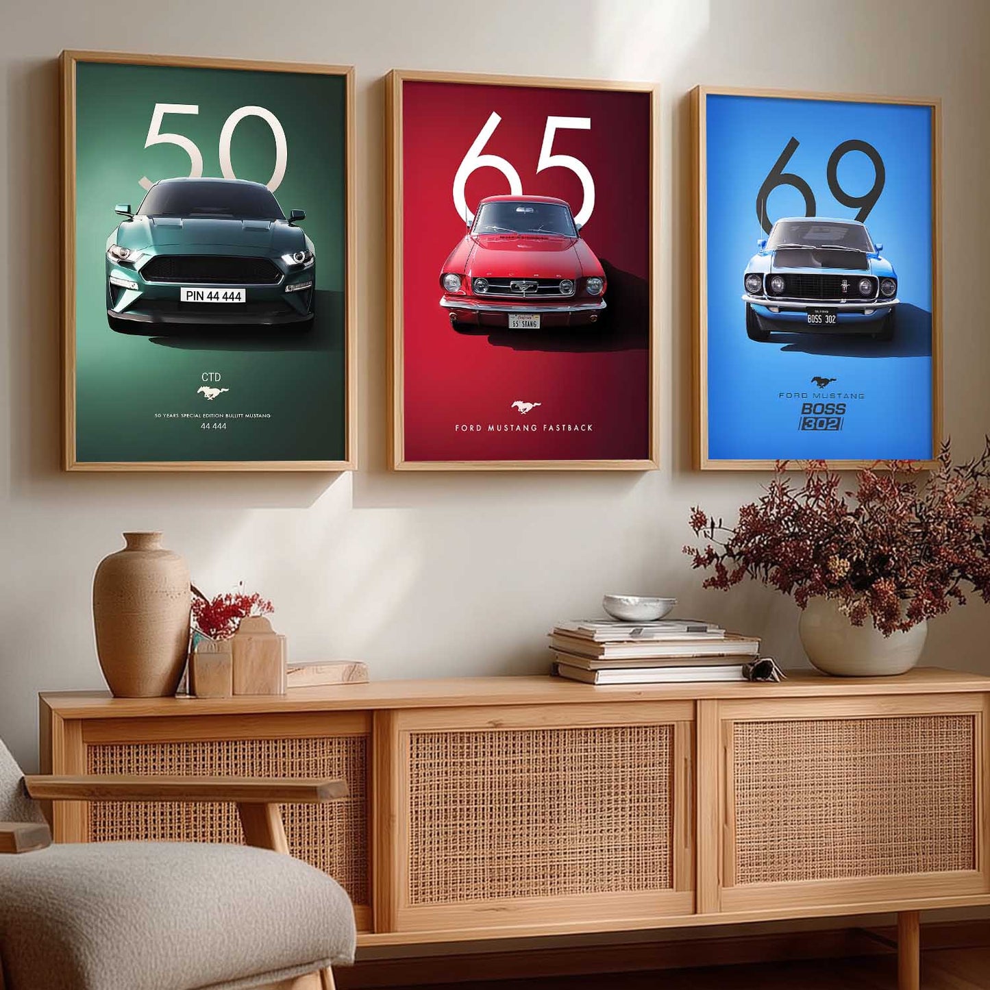 Big Ford Mustang Cars Wall Art Paintings for Living Room Bedroom