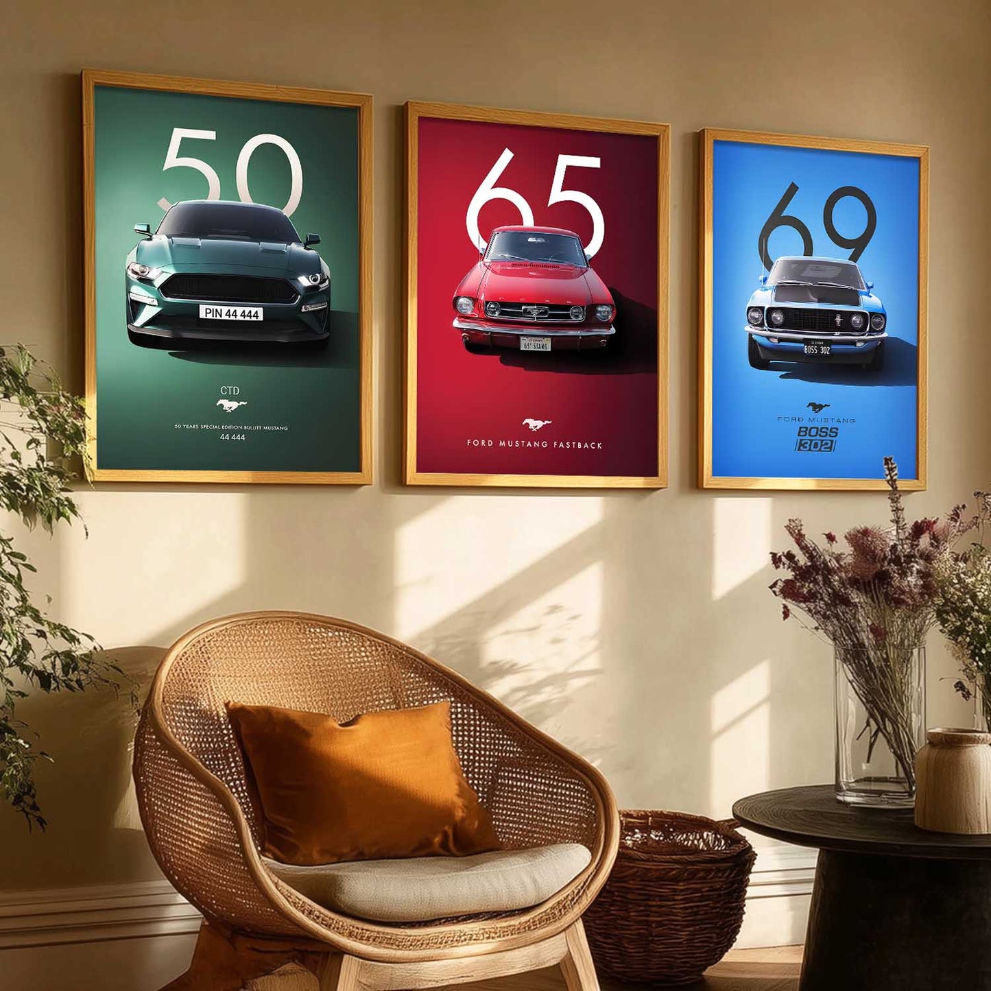 Big Ford Mustang Cars Wall Art Paintings for Living Room Bedroom