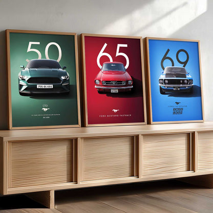 Big Ford Mustang Cars Wall Art Paintings for Living Room Bedroom