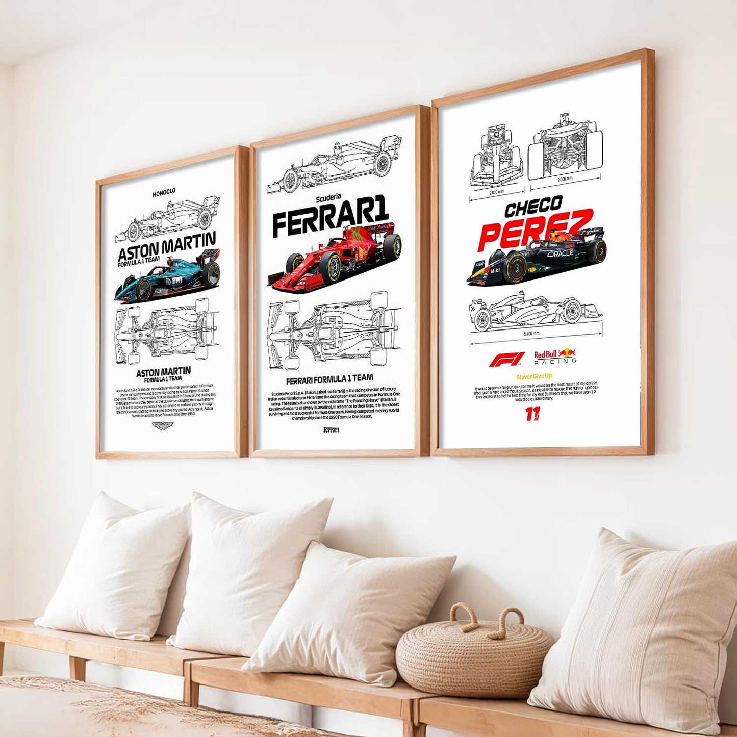 Big Formula 1 Cars Wall Art Paintings for Living Room Bedroom