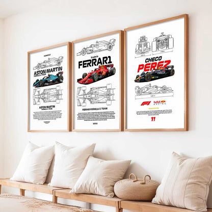 Big Formula 1 Cars Wall Art Paintings for Living Room Bedroom