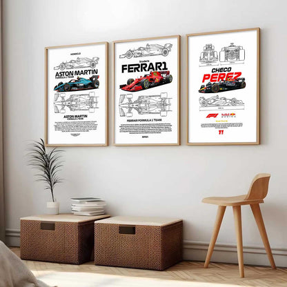 Big Formula 1 Cars Wall Art Paintings for Living Room Bedroom