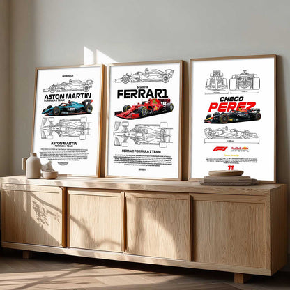 Big Formula 1 Cars Wall Art Paintings for Living Room Bedroom