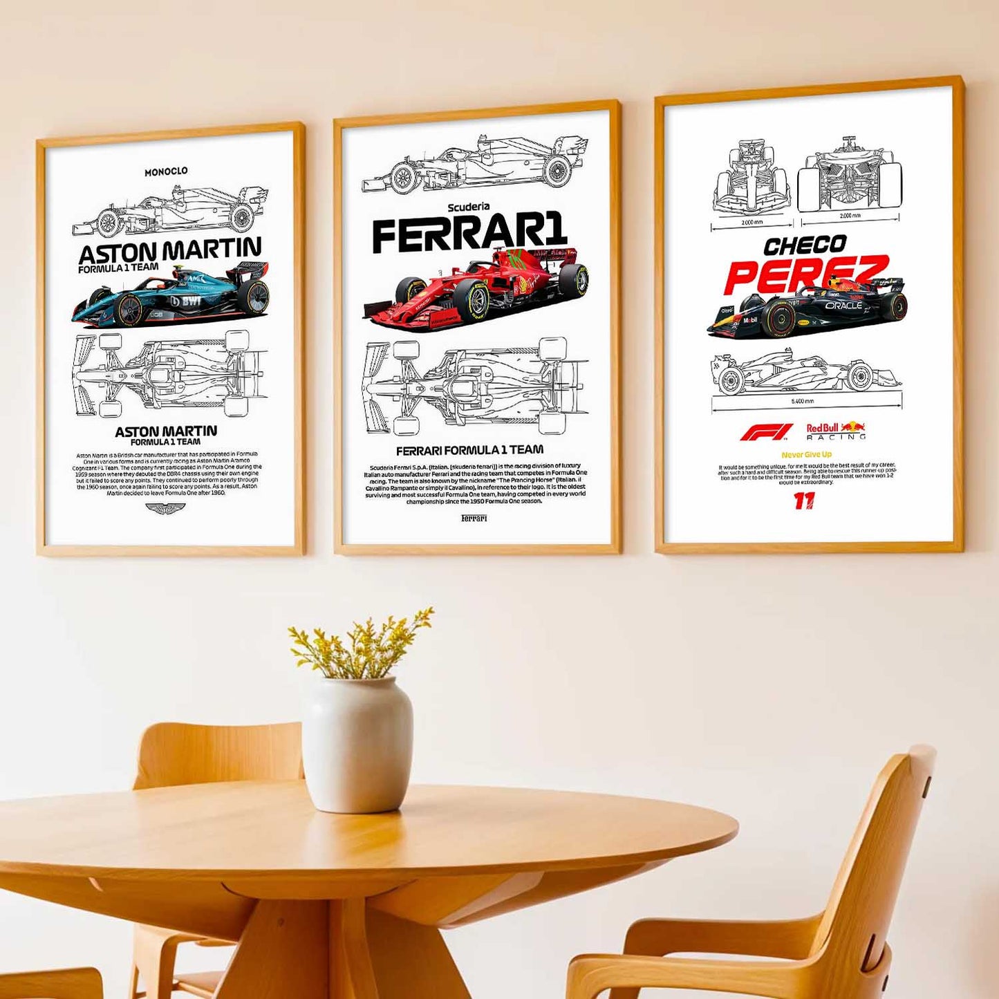 Big Formula 1 Cars Wall Art Paintings for Living Room Bedroom