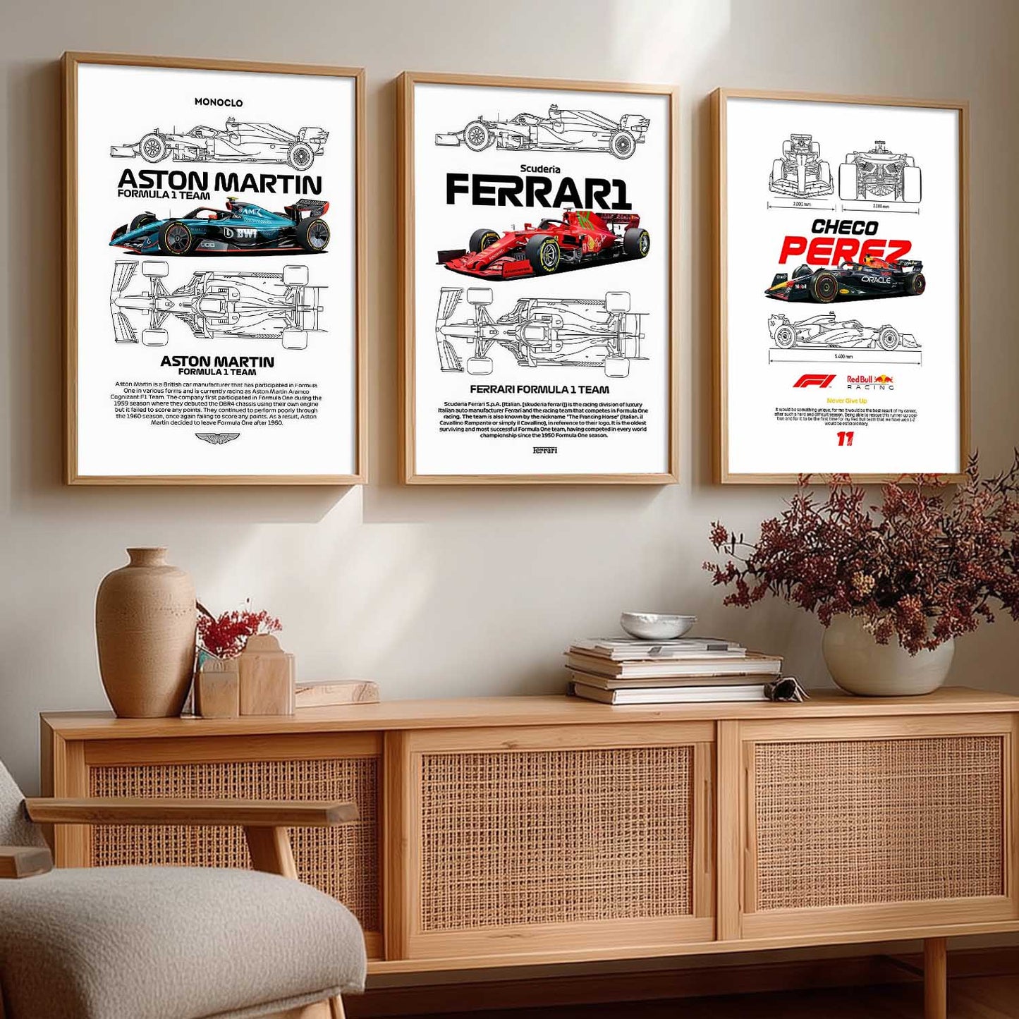 Big Formula 1 Cars Wall Art Paintings for Living Room Bedroom