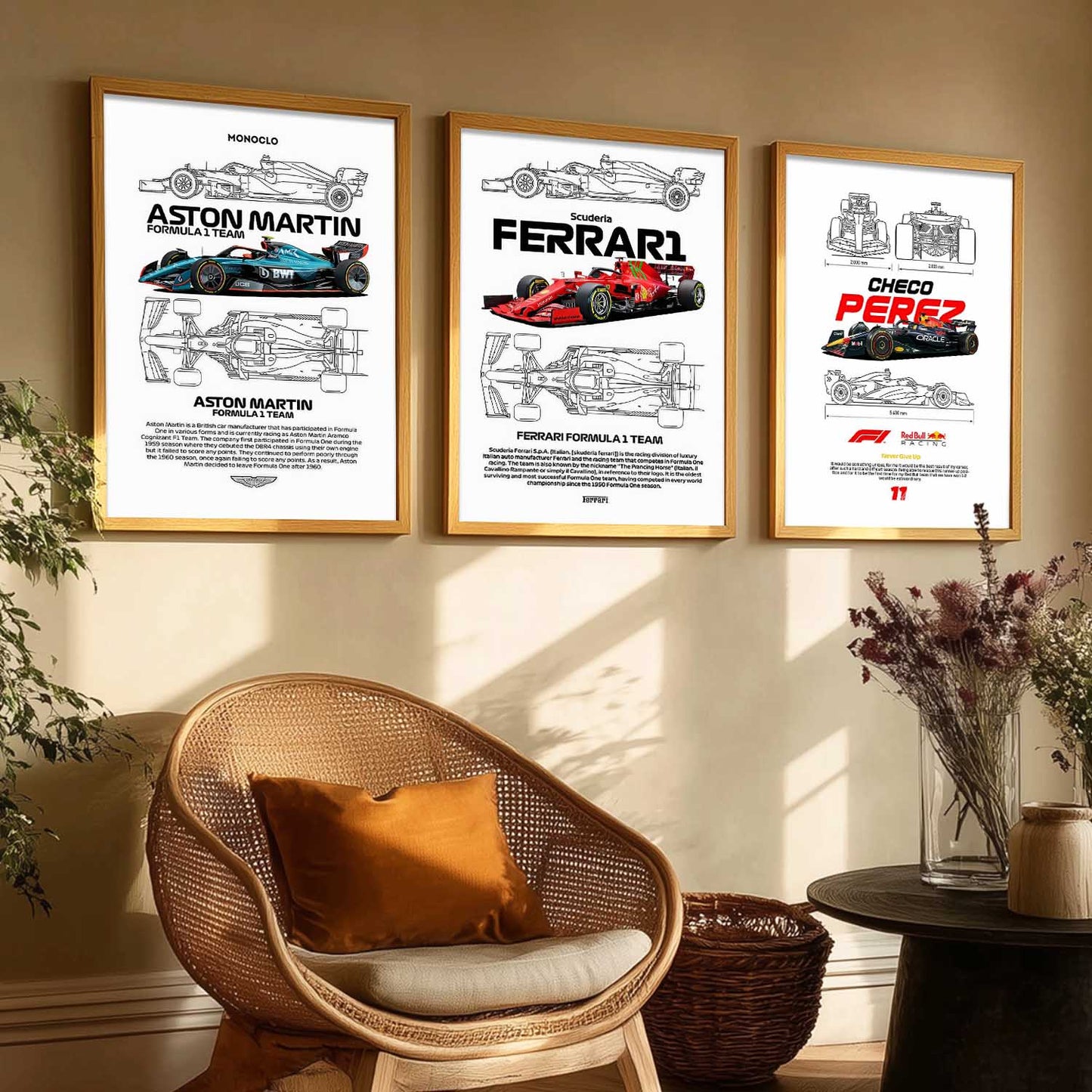 Big Formula 1 Cars Wall Art Paintings for Living Room Bedroom