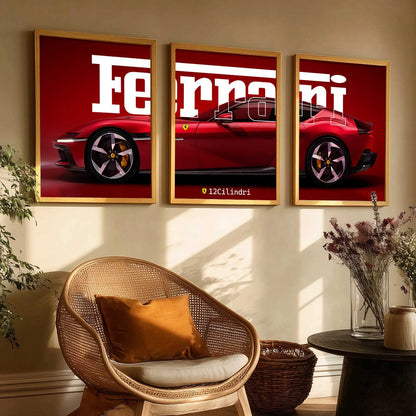 Big Ferrari Car Wall Art Paintings for Living Room Bedroom