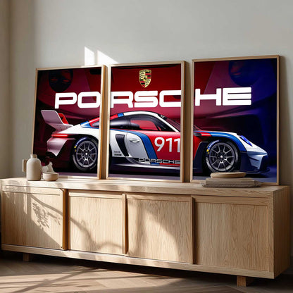 Big Porsche Car Wall Art Paintings for Living Room Bedroom