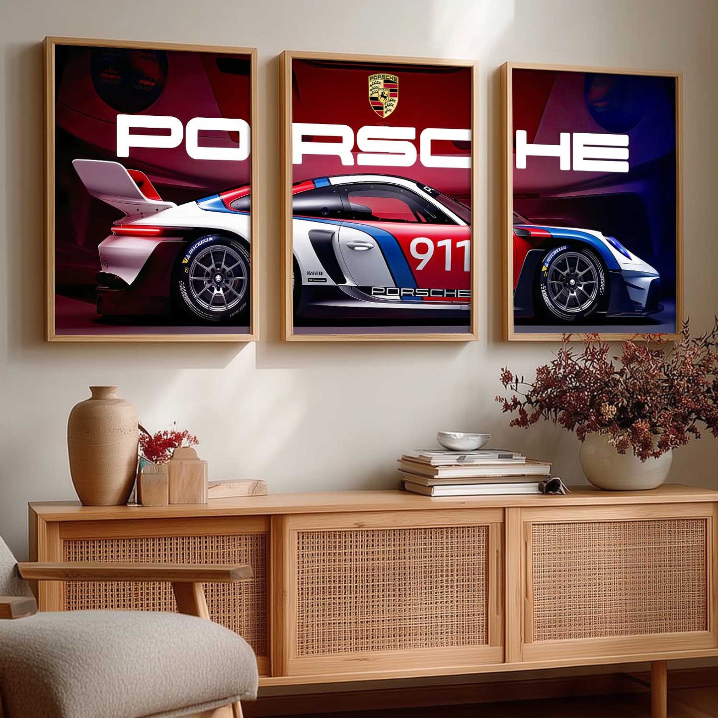Big Porsche Car Wall Art Paintings for Living Room Bedroom