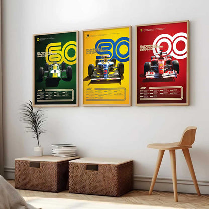 Big Formula 1 Cars Wall Art Paintings for Living Room Bedroom