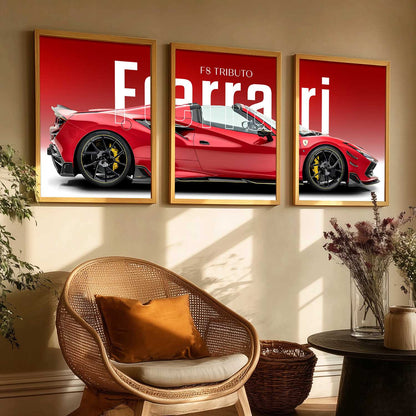 Big Farrari Car Wall Art Paintings for Living Room Bedroom