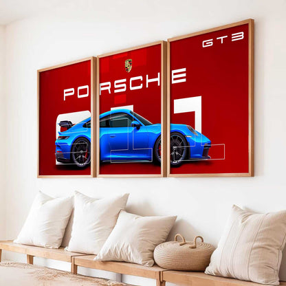 Big Porsche Car Wall Art Paintings for Living Room Bedroom