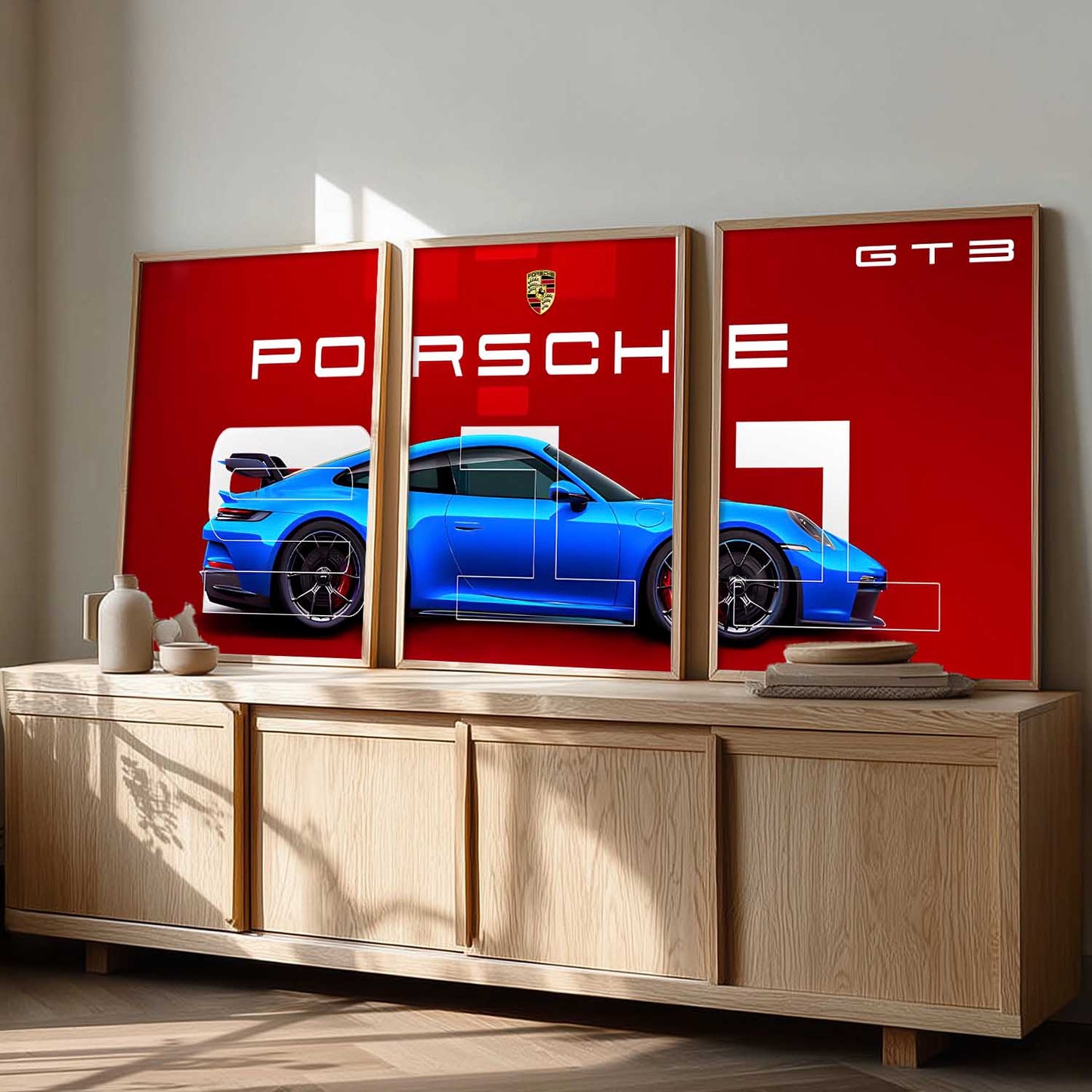 Big Porsche Car Wall Art Paintings for Living Room Bedroom