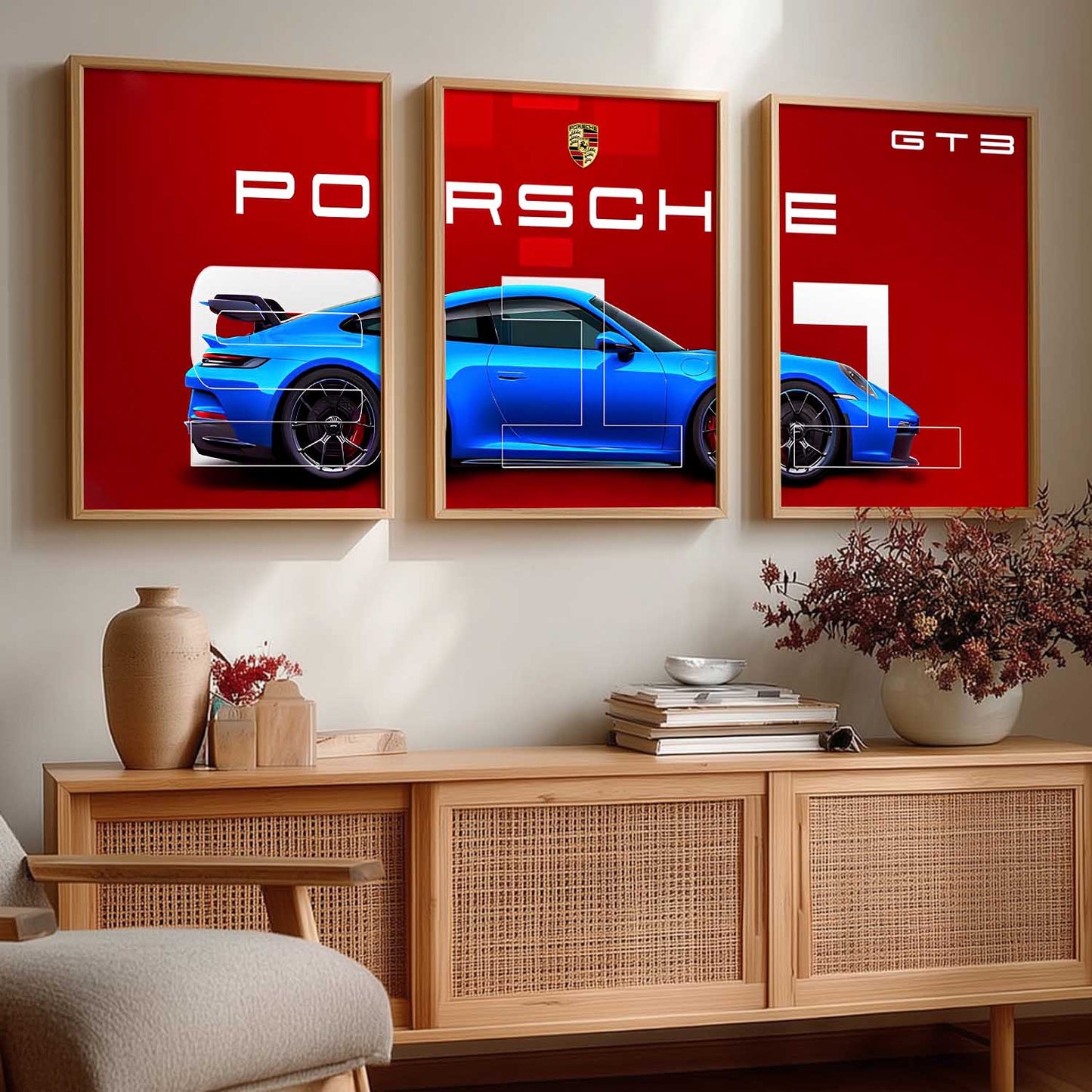 Big Porsche Car Wall Art Paintings for Living Room Bedroom