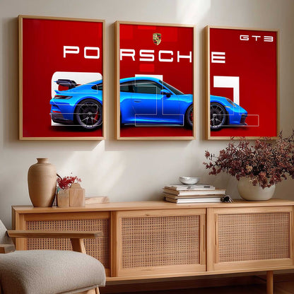 Big Porsche Car Wall Art Paintings for Living Room Bedroom